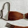 Women S Color Block Sexy Lace Up Bikini Set Beach Swimwear
