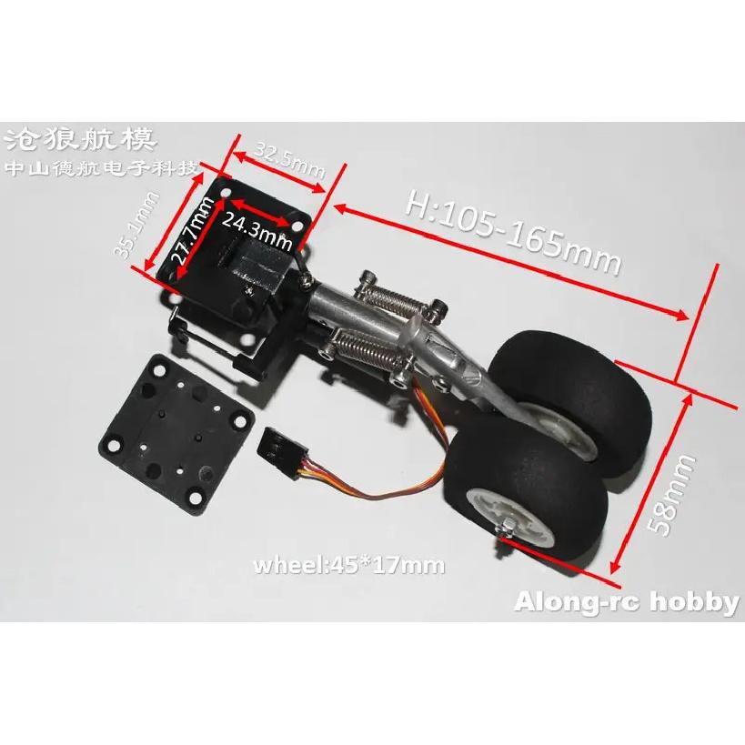 RC Airplane Part 105mm -165mm Nose Retractable Double Spring Kneeling Landing Gear EVA Wheel for 3-5kg Aircraft Plane DIY Models