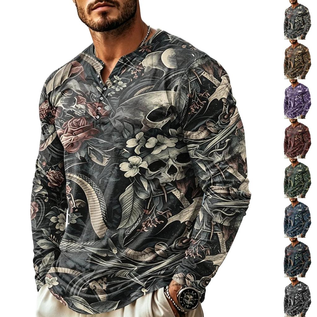 Men's Casual Retro Long Sleeve Shirt for Everyday Wear