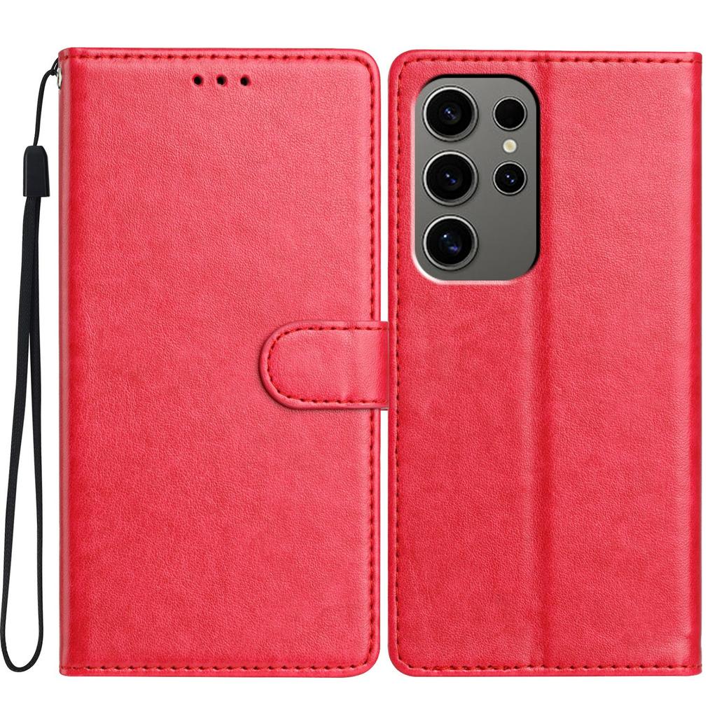 For Samsung Galaxy S23 Ultra Leather Phone Case Wallet Stand Cover with Handy Strap