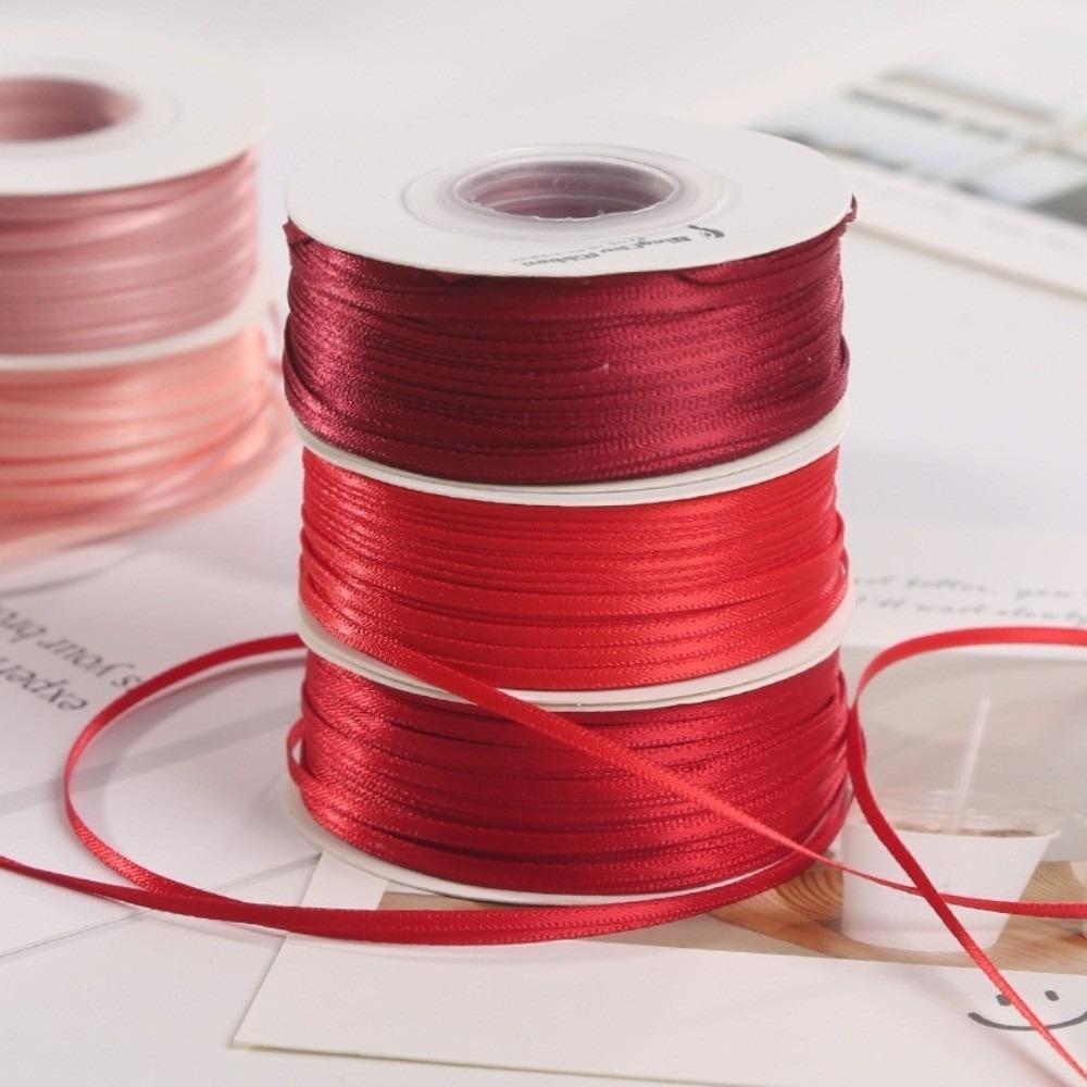 New 2mm Satin Ribbon DIY Double Sided Bow Making Ribbon Glossy Finish Solid Color Gift Packaging Ribbon Gift Box Decoration