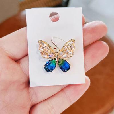 Trendy Shining Blue Butterfly Brooches For Women Charm  Brooch Pins Party Wedding Gifts Clothing Accessories Jewelry