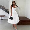 A new European and American style waist pendulum white dress women's summer French elegant temperament dress dress