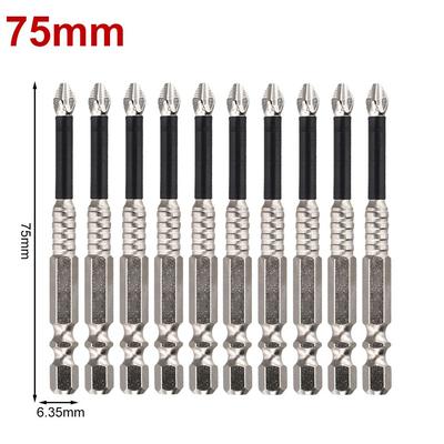 10pcs AntiSlip Cross Magnetic Screwdriver Bits for Strong Screw Driving