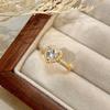 925 Sterling Silver Gold Plated Heart CZ Ring for Women, Halo Pave Cubic Zirconia Engagement Promise Ring, Dainty Jewelry Gift