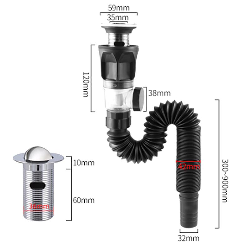 Flip Top Anti-Geruch Abflussrohr Set Küche Waschbecken Abfluss Versenkbare Desodorierung Filter Flexible Fallrohr Badezimmer Anti Verstopfung
