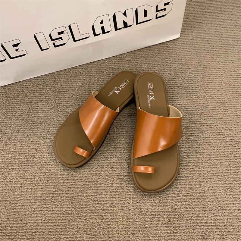 

Fashion retro thick-bottomed set of toe cool slippers women s summer one-word drag temperament casual cool slippers B & B 40