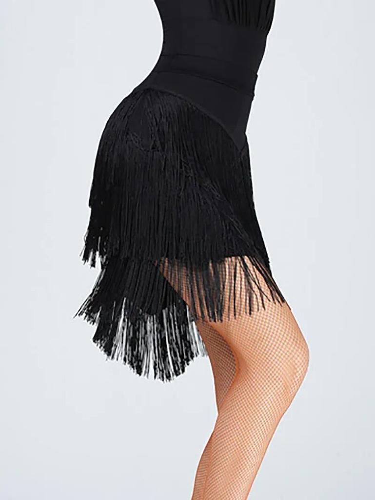 Spódnica do tańca latynoamerykańskiego dla kobiet, taniec towarzyski, rumba, samba, frędzle, strój do tańca, kobiecy strój treningowy, chacha, występ