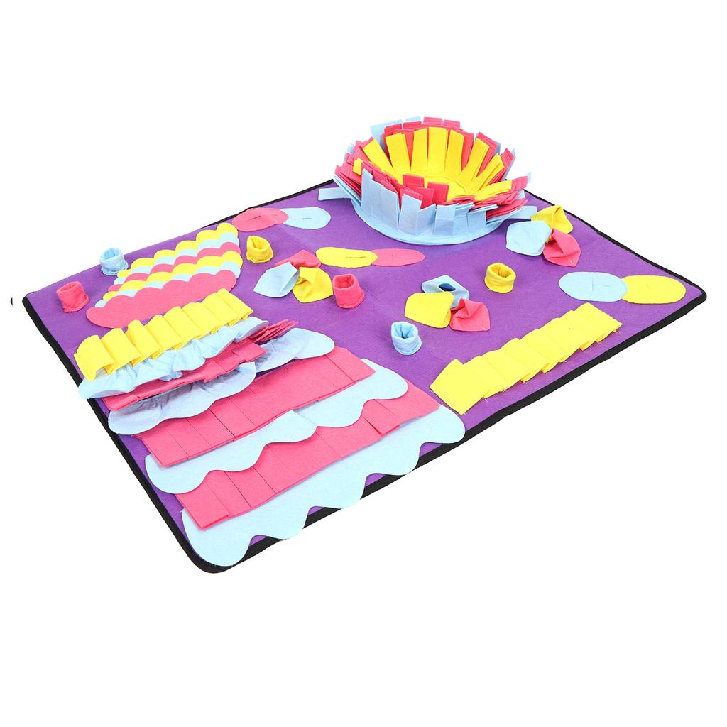 Haustier Schnüffelmatte Waschbare Geruchstrainingsmatte Energie verbrauchen Puzzle Haustierspielzeug Stress abbauen Lila 68x50CM