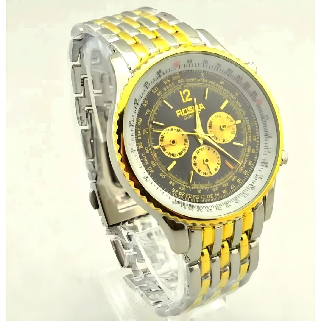 Men Business Quartz Watch Stainless Steel Case Rubber Strap Formal Wear Casual