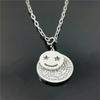 Japanese-Korean Fashion Rhinestone Smile Face Pendant Necklace in Titanium Steel with Rose Gold Plating