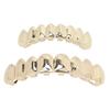 Hip Hop Teeth Set Alloy Golden False Teeth Decoration Brace for Halloween Festival Party
