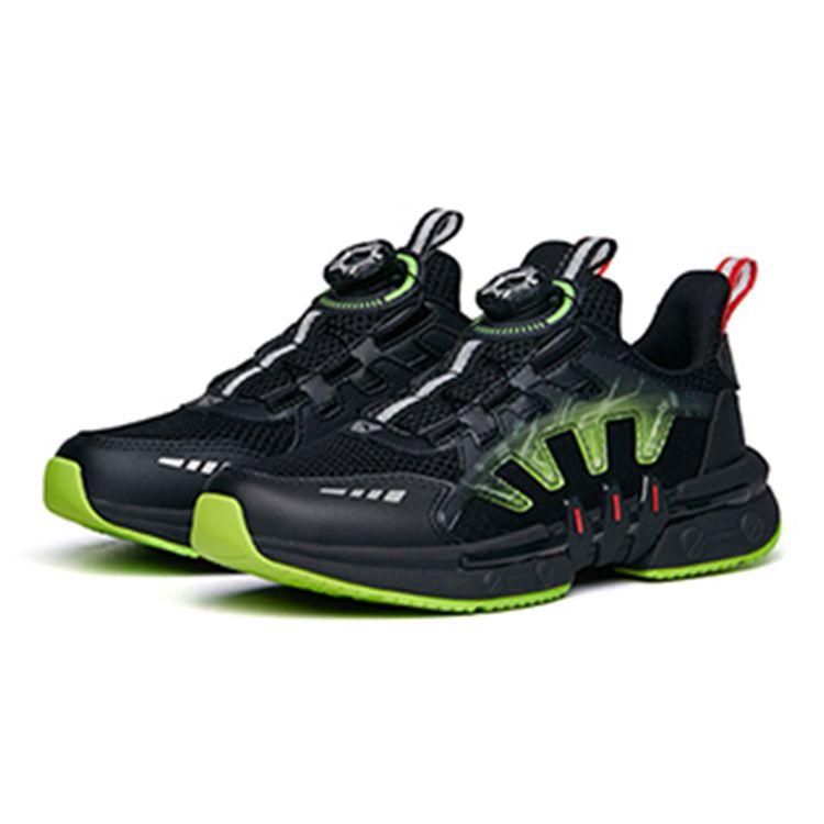 Anta Comfortable Versatile Non-Slip Shock Absorbing Wear-Resistant Kids Footwear Black Green 312228809-11