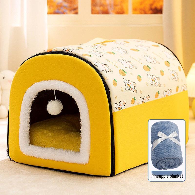 Houndstooth Dog Bed for Large Dogs & Cats - Autumn/Winter Deep Sleep Bed