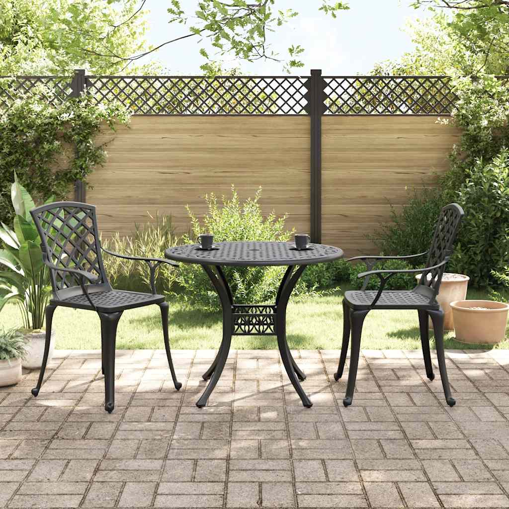 3 Piece Bistro Set Black Cast Aluminum