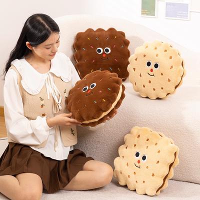 Comfortable Round And Square Sandwich Biscuits Plush Cushion Stuffed Simulation Chocolate Oreo Cookies Home Decoration Gift