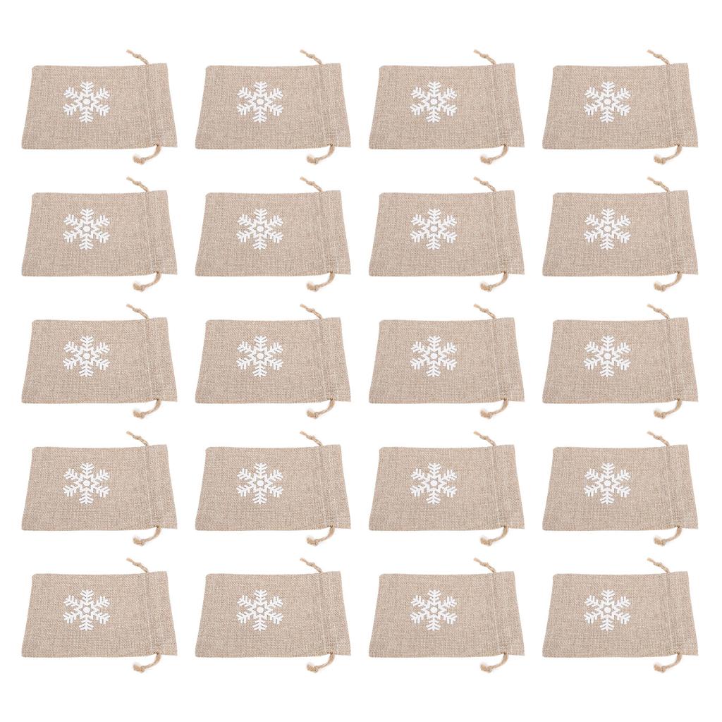 20pcs Burlap Bags Burlap Gift Bags Snowflake Burlap Pouches with Drawstring for Crafts Candy Party F