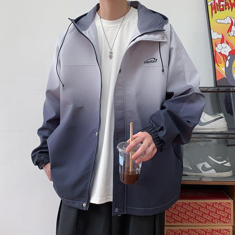 Herren- und Damenjacke mit Farbverlauf, wasserdicht, winddicht, Outdoor-Paar-Bergsteigerjacke, Herren