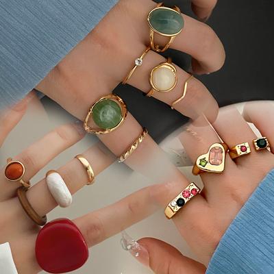 Ring Kombination Paar Ring Set Persönlichkeit Ins Kühlen Wind Damen Mode Zeigefinger Einfach Punk Elegant Ring