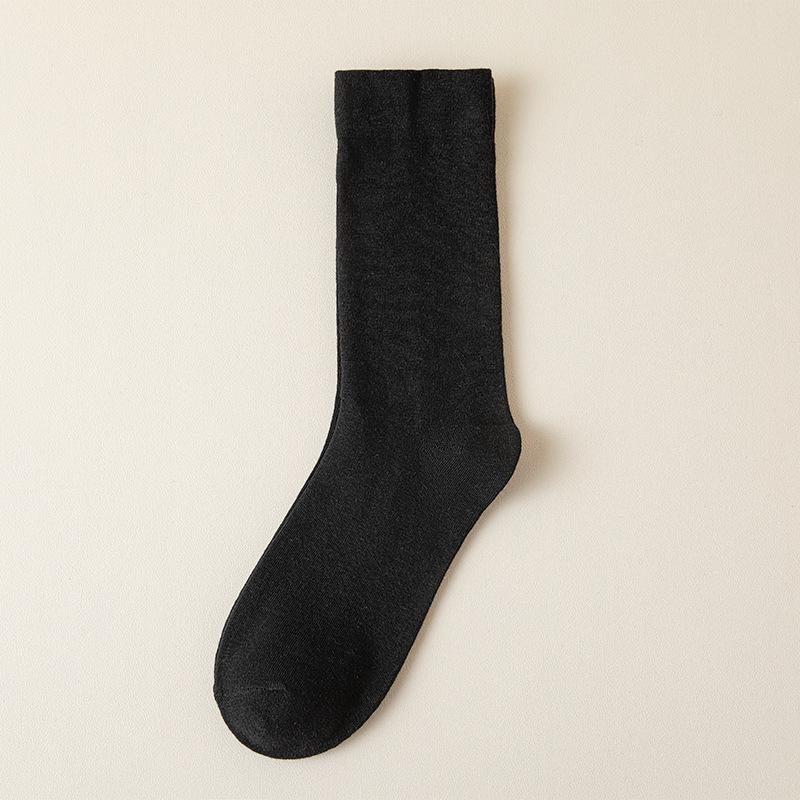 Women's Autumn & Winter Solid Color Cotton Pile Socks – Boneless, Loose-Fit, Mid-Calf, Perfect for Maternity.