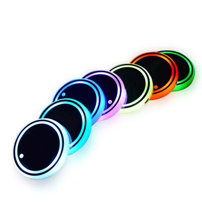 7 Color Changing LED Car Cup Holder Lights Rear Windshield Decorative Ambient Lighting & Glowing Coaster Pads