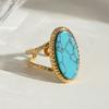 Geometric Geometric Open Ring Korean Style Wide Finger Buckle Turquoise Metal Ring  Gift