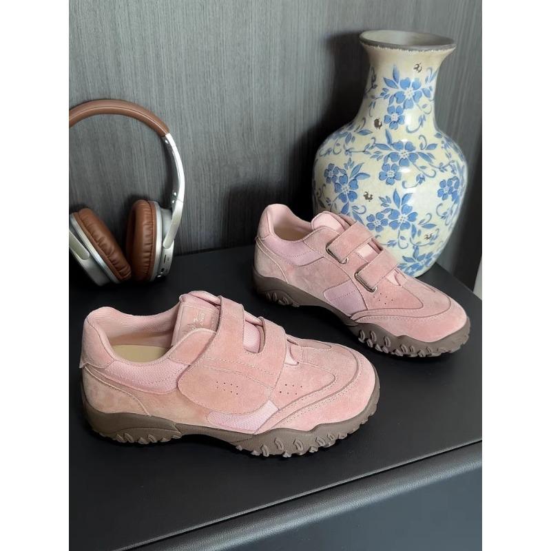 

Женские весенние новые спортивные туфли на платформе, увеличивающей рост, с ремешками-липучками, в стиле ретро, нишевые, на платформе, повседневные 35 розовый