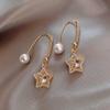New Arrival Rhinestone Trendy Geometric Dangle Earrings Gold Color Metal Moon Cat Shape Elegant Party Jewelry For Women