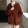 Women Hooded Fleece Jacket Thin Lined Loose Fit Solid Color Casual Korean Fashion Spring Autumn Sweatshirt