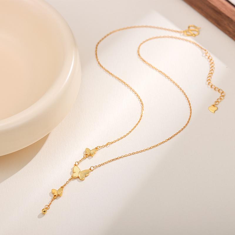 Exclusive 925 Sterling Silver butterfly Tassel Women's Necklace with Elegant Design and Unique Gold-plated Jewelry
