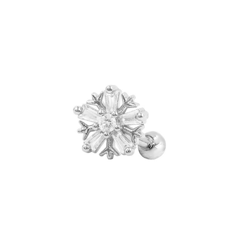 Four-Leaf Clover Snowflake Cartilage Stud Earrings