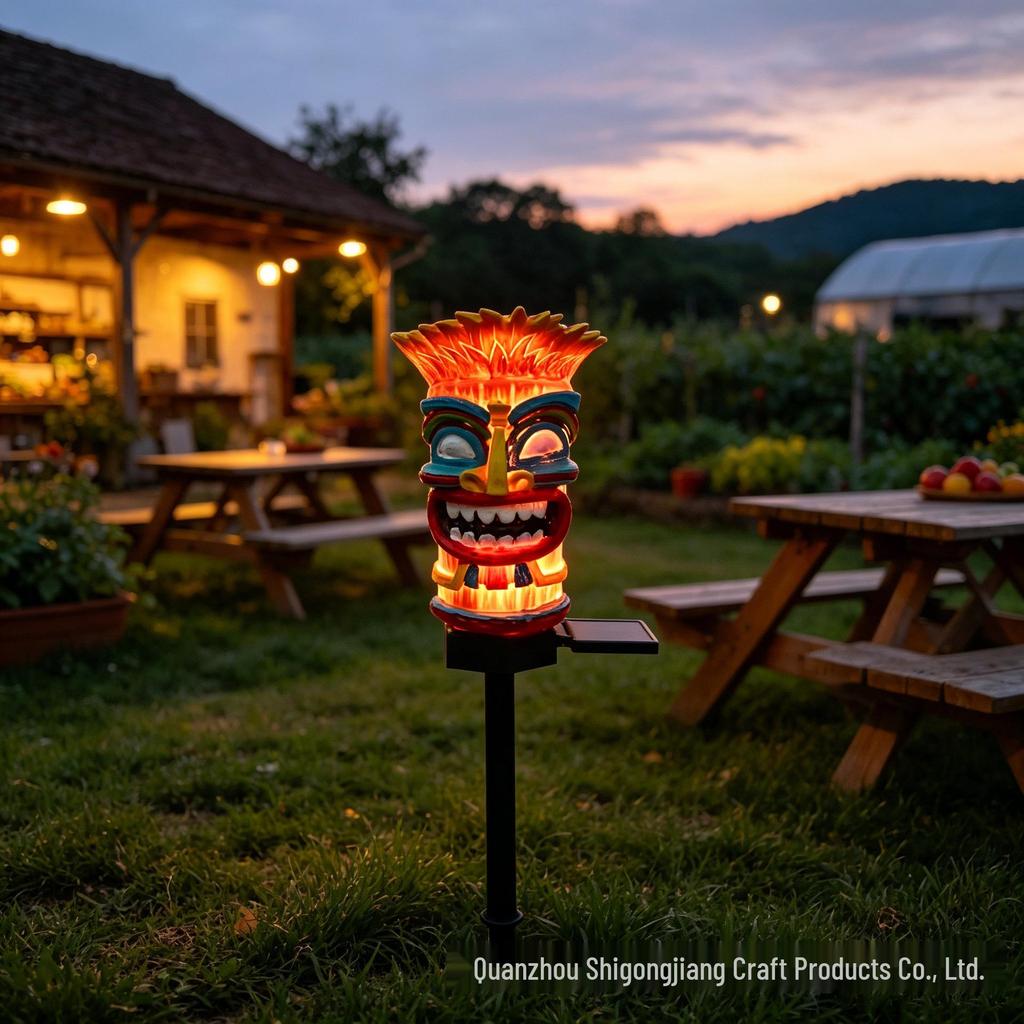 Indian Ground Plug Solar Lamp - Resin Craft Outdoor Garden Ornaments