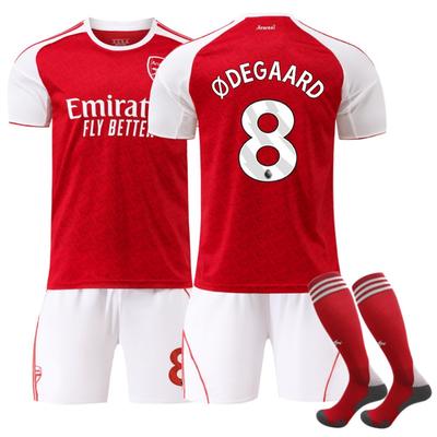 Tinédzserek Gyerekek Felnőttek Futball Szettek Sport Edzőmez Szett Zoknival 25/26 Arsenal Hazai #8 Ødegaard