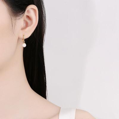 Pearl Earrings for Women Niche Design High-end Ins French Retro Oval Pearl Ear Buckle