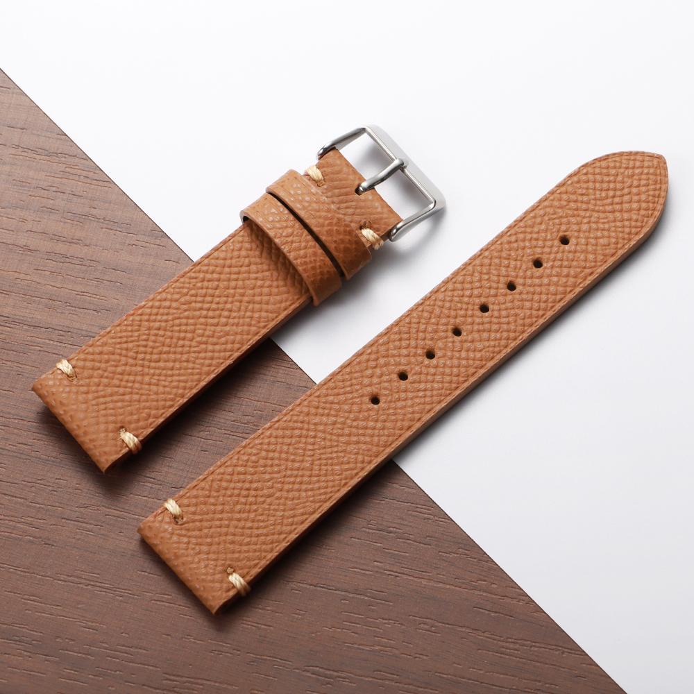 Premium Palm Genuine Leather Strap Black Grey Brown Criss Cross Stitch Cowhide Watch Bracelet for Seiko 18mm 19mm 20mm 22mm Band