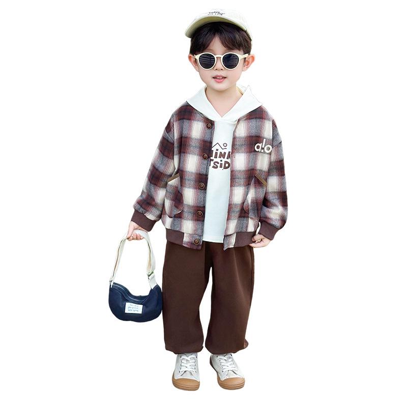 2025 Herbst Jungen Koreanischer Stil Dreiteiler: Modisches Baby-Sweatshirt & Mantel
