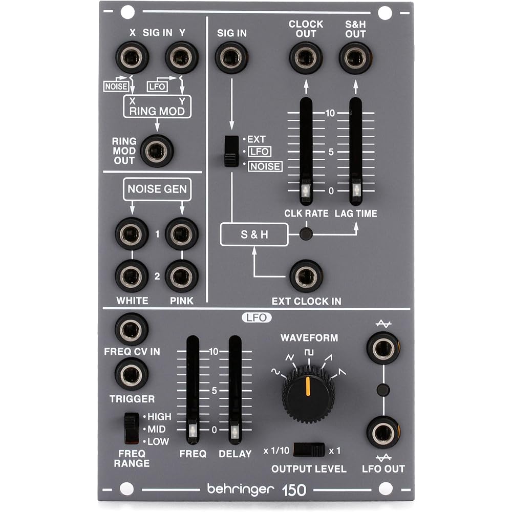 Behringer SYSTEM100 Series 150 Analog Ring Modulator/Noise Generator/S&H/LFO Module, Eurorack Compatible, Modular Analog Synthesizer, Gray