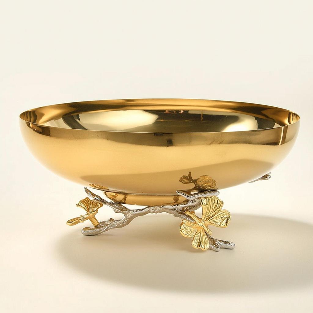 Composite Material Tray Alloy Metal Tray with Butterfly Feet Jewelry Storage Bowl Elegant Centerpiece for Home Decor