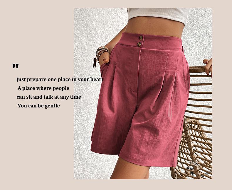 2025 Summer Women's High-Waisted Elegance: European & American Commuter Wide-Leg Shorts