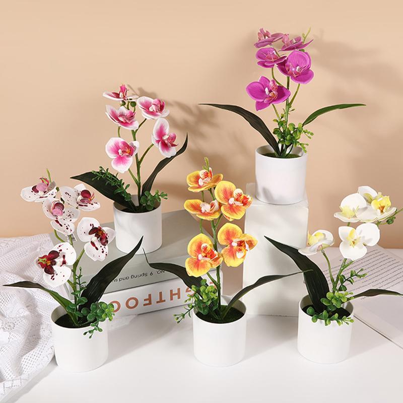 Artificial Flower Plants Potted Fake Plant Ornament Artificial Phalaenopsis Decorations Desk Accessories Room Decor Home Decor