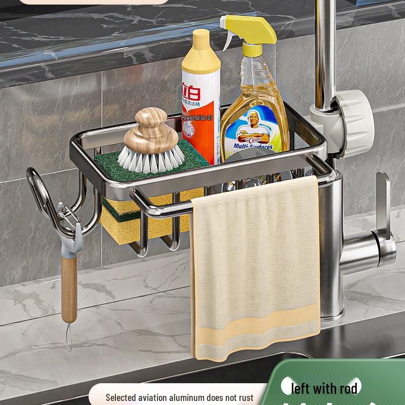 Gunmetalgrauer Aluminium-Abtropfkorb und Aufbewahrungsständer für die Küche