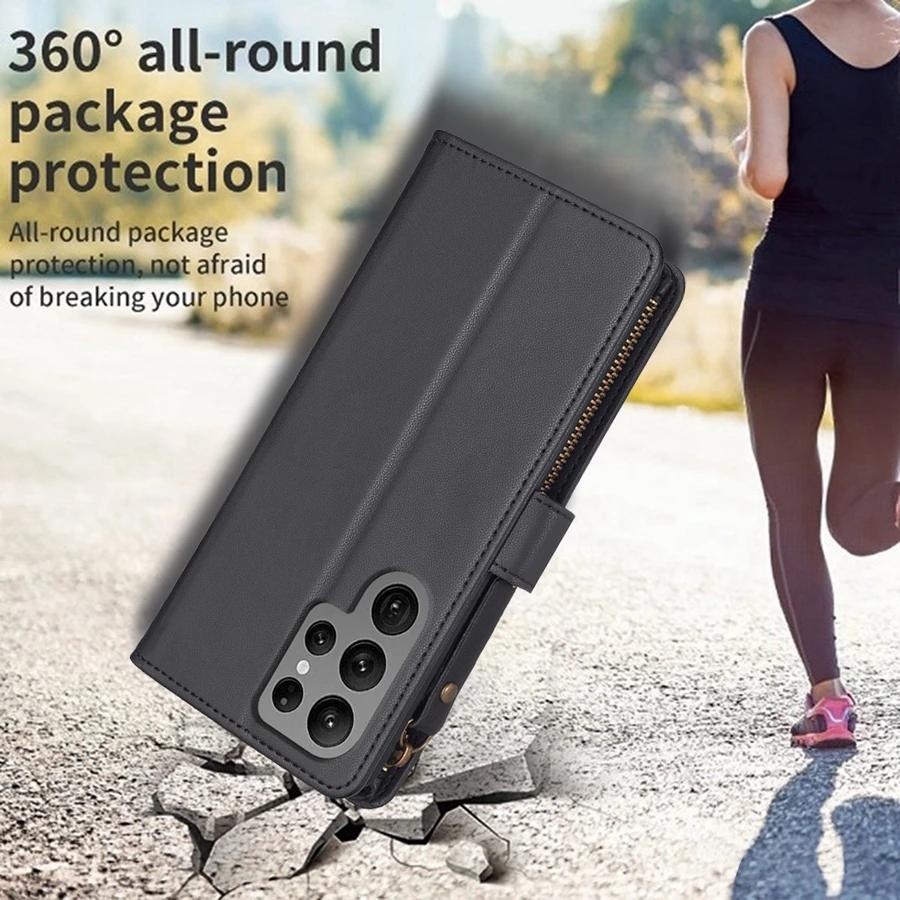 Wallet Flipped Solid Color Multi Card Zipper Leather Case For Samsung Galaxy S24 Ultra S23 Plus S22 S21 S20 FE A A4 A3 A1