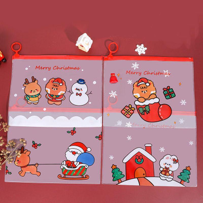 Festive Waterproof Pencil Pouch With Lovely Christmas Patterns For Student Supplies