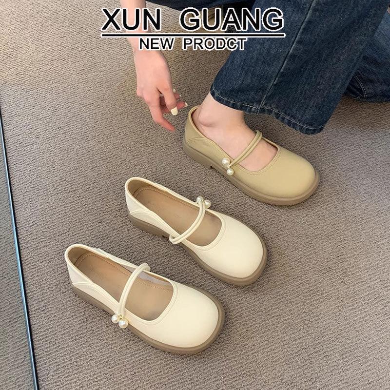 Leather Mary Jane Single Shoes Women's 2025 New Spring and Summer French Evening Gentle with Skirt Flat Loafer Small Leather Shoes