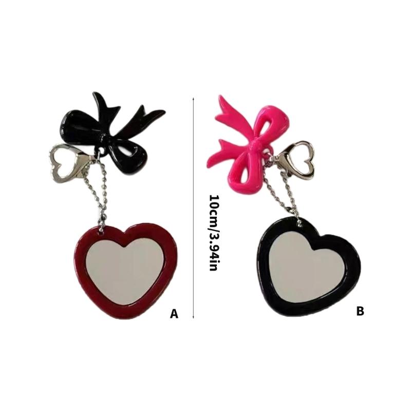 Elegant Bowknot Shaped Keychain Mirror Pendant Charm Plastic Alloy Decorative Hanging Accessory For Home Gift