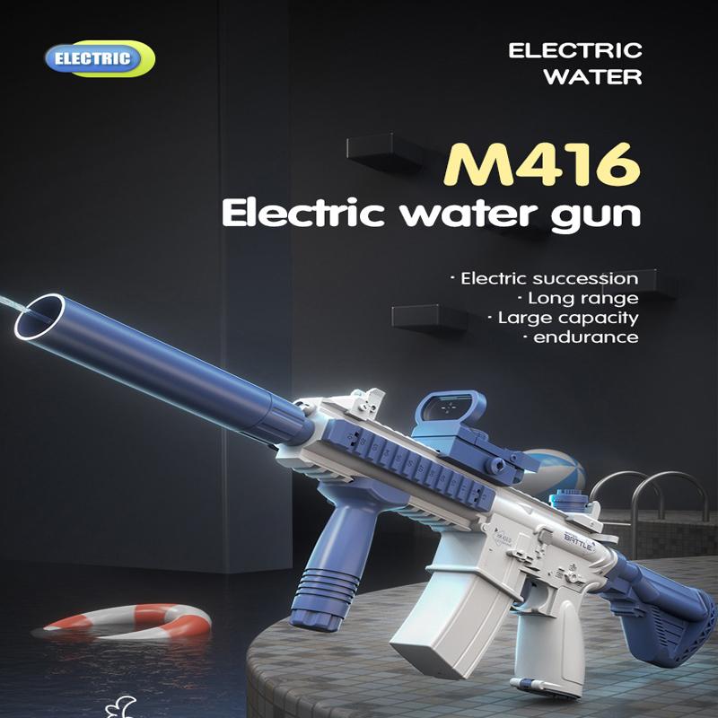M416 Electric Water Gun Pistol 10M Long Range Portable Guns Children Pool Beach Outdoor Fight Shooting Toys for Boys Kid Games