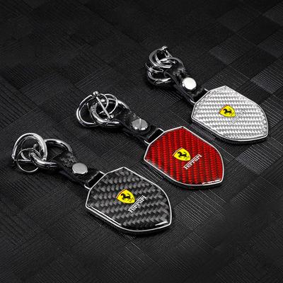 Carbon Fiber Matel Car Keychain Keyring Key Chain Pendant for Ferrari F430 Stradale Roma 488 Portofino F8 Superfast Competizione
