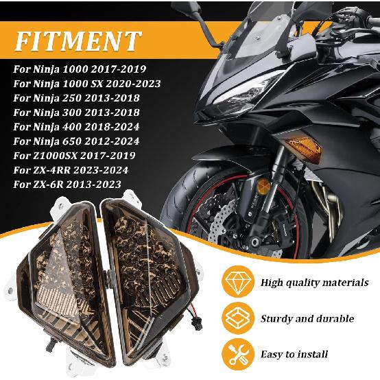 PSLER Turn Signal for Ninja400-24W Motorcycle Led Tail Light Front Auxiliary Lights Lamp for ninja 400 650 2018-2024,250 300 2013-2018,1000 Z1000SX