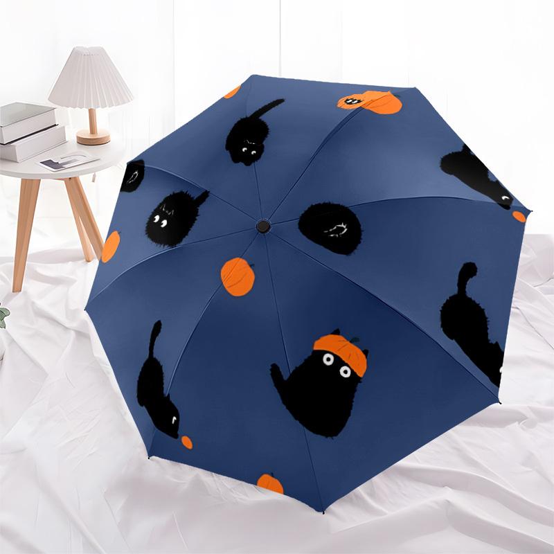 1pc Halloween Cats Automatic Open/Close Umbrella with One Touch Button,, Windproof Design Lightweight Portable Umbrella for Women & Men6144
