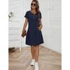 Ladies' Summer Casual Dress with Zipper Half Placket, Button Decoration, and Double Pocket Loose Fit, Cute Summer Jumpsuit